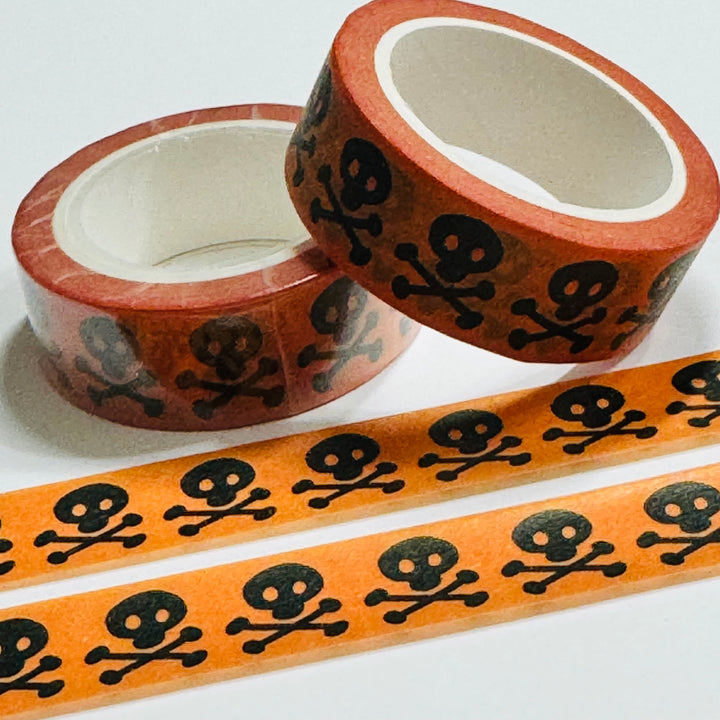DANGER SKULL & CROSSBONES Halloween Washi Tape ~ 1 Roll ~ 15mm x 10m (33 Feet)