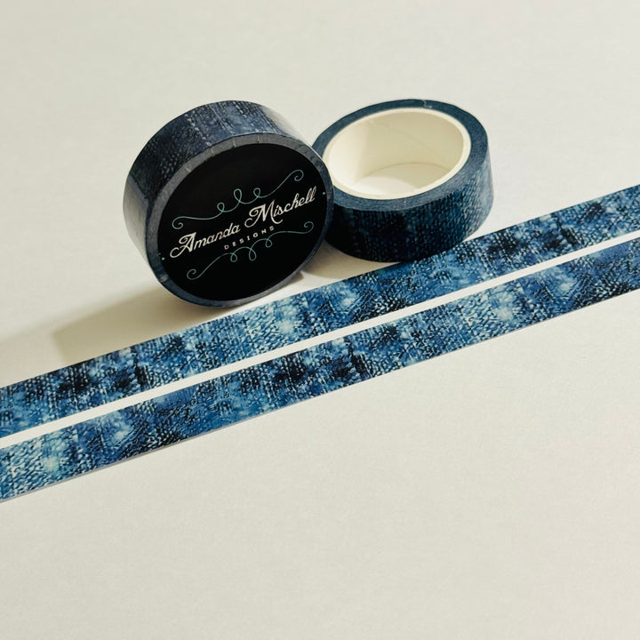 TEXTURED LOOK DENIM Blue Jeans Washi Tape - 1 Roll - 15mm x 10m (33 Feet)