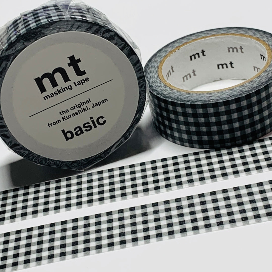 DELICATE CHECKERED BLACK Plaid Mt Washi Tape - 1 Roll - 15mm x 7m (23 Feet)