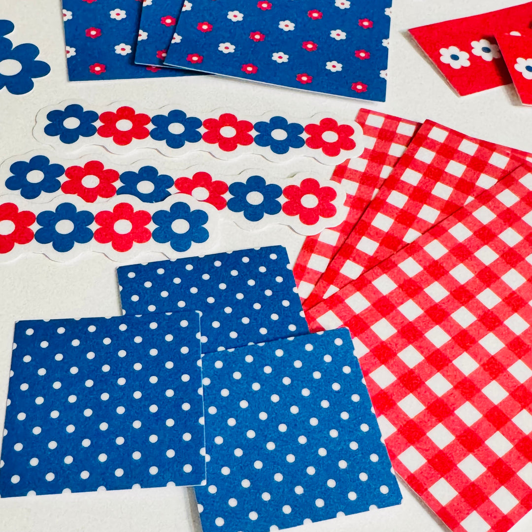 PATRIOTIC STICKER PACK Red White & Blue World Craft Sticker Flakes Pack ~ 30 Stickers ~ 10 Designs (3 of Each Design)
