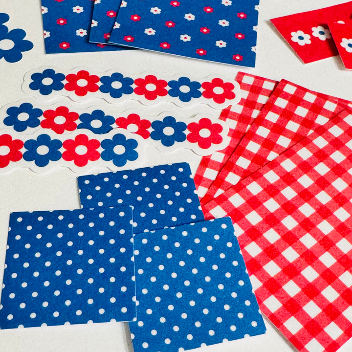 PATRIOTIC STICKER PACK Red White & Blue World Craft Sticker Flakes Pack ~ 30 Stickers ~ 10 Designs (3 of Each Design)