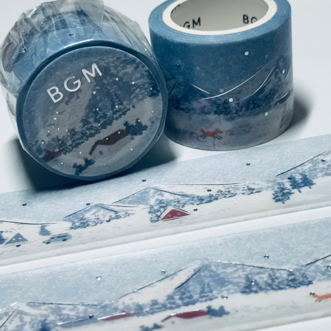 REMOTE WINTER CABIN In Silver Foil Designed By BGM Washi Tape ~ 1 Roll ~ 30mm x 5m (16 Feet)