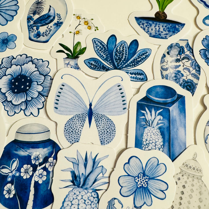 BLUE & WHITE CHINA Favorites Peelable Stickers ~ 46 Pieces ~ Each Sticker is 38mm