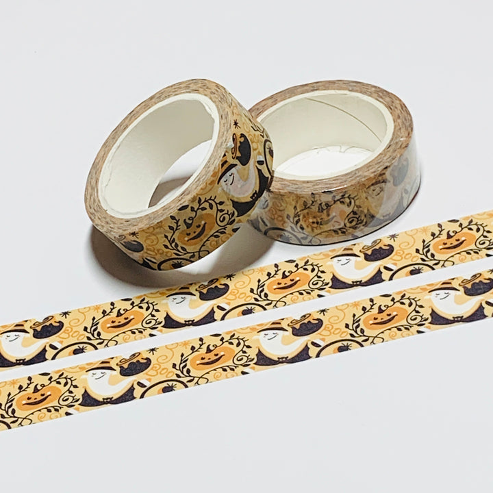 NON-CHALANT GHOSTS & VINES Halloween Washi Tape ~ 1 Roll ~ 15mm x 10m (33 Feet)