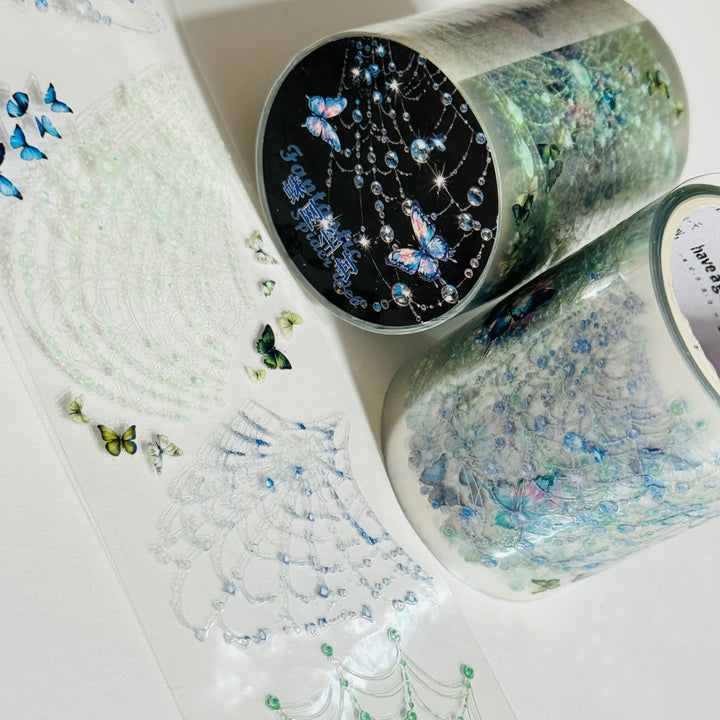 IRRIDESCENT BLUE BUTTERFLY SPIDERWEBS Halloween PET Washi Tape ~ 1 Roll ~ 50mm x 2m (7 Feet) (Copy)