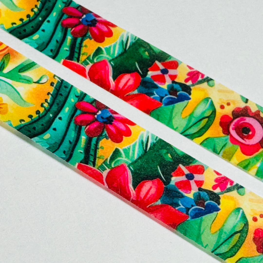GORGEOUS BRIGHT & COLORFUL Flowers Washi Tape - 1 Roll - 15mm x 10m (33 Feet)