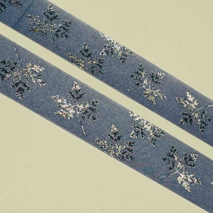 FEUILLES de CRYSTAL SILVER FOIL LEAVES Paris Collection Saien Washi Tape ~ 1 Roll ~ 15mm x 7m (23 Feet)