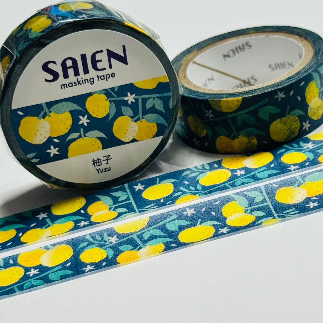 AROMATIC EAST ASIAN YUZU Saien Masking Washi Tape ~ 1 Roll ~ 15mm x 7m (23 Feet)