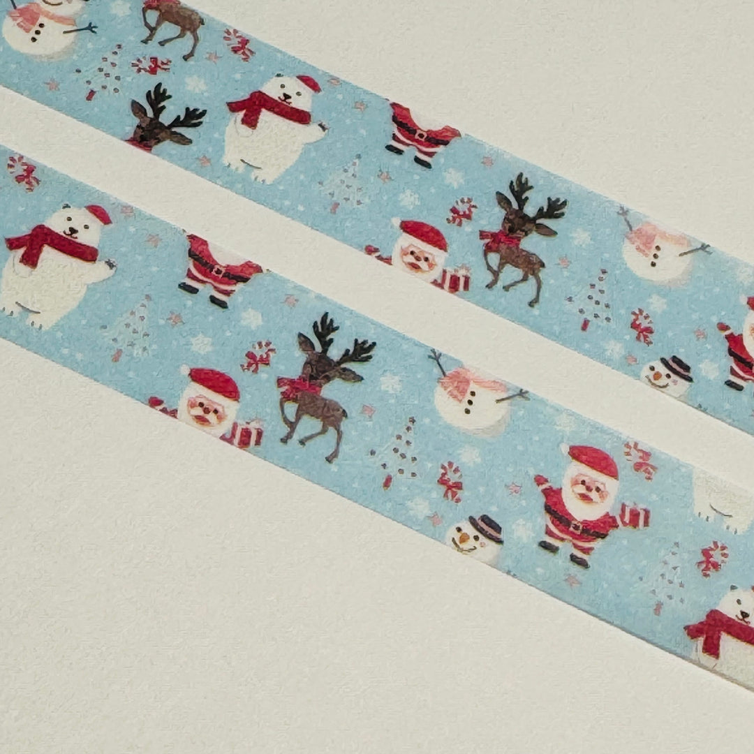 REINDEERS, SNOWMEN & SANTA Washi Tape ~ 1 Roll ~ 15mm x 10m (33 Feet)