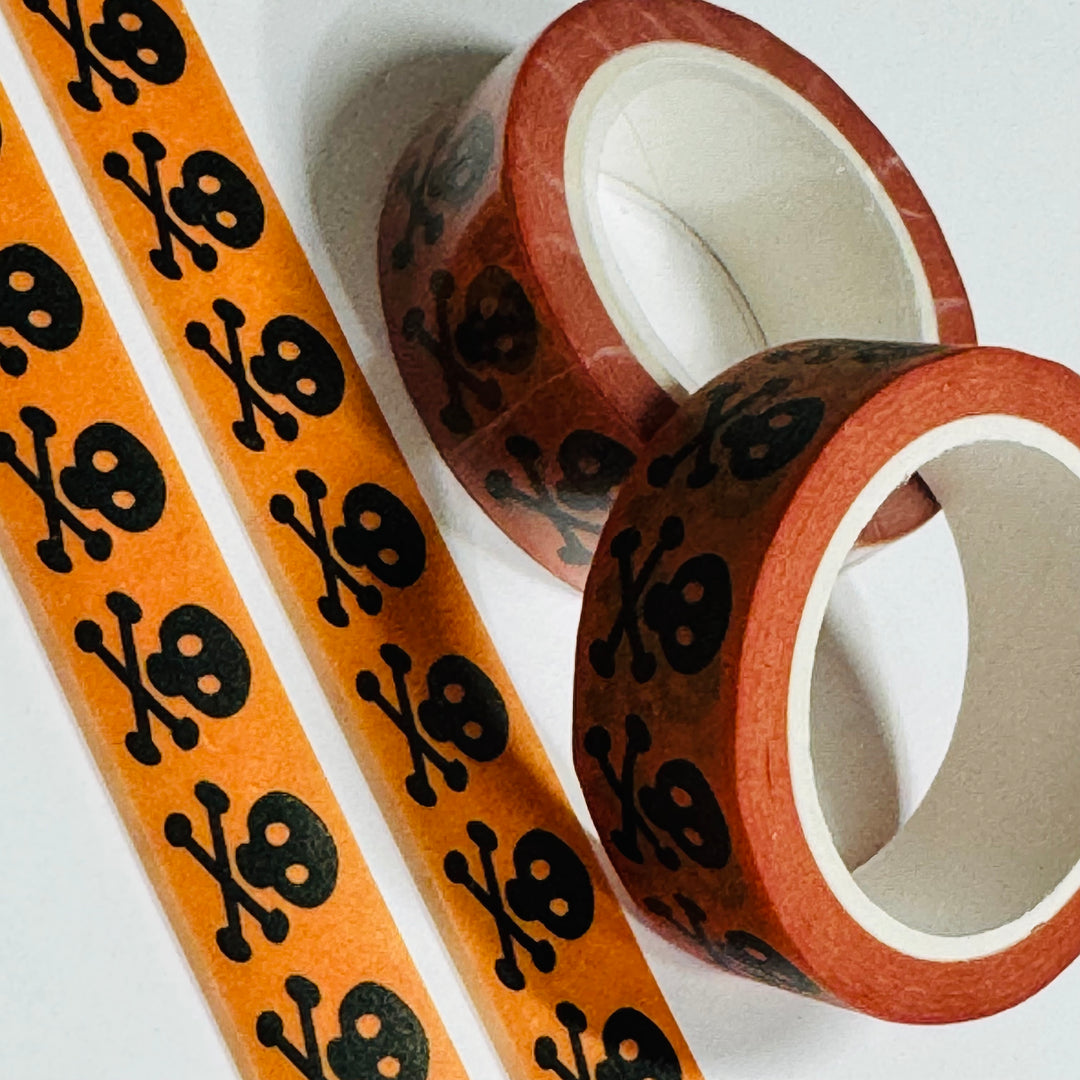 DANGER SKULL & CROSSBONES Halloween Washi Tape ~ 1 Roll ~ 15mm x 10m (33 Feet)