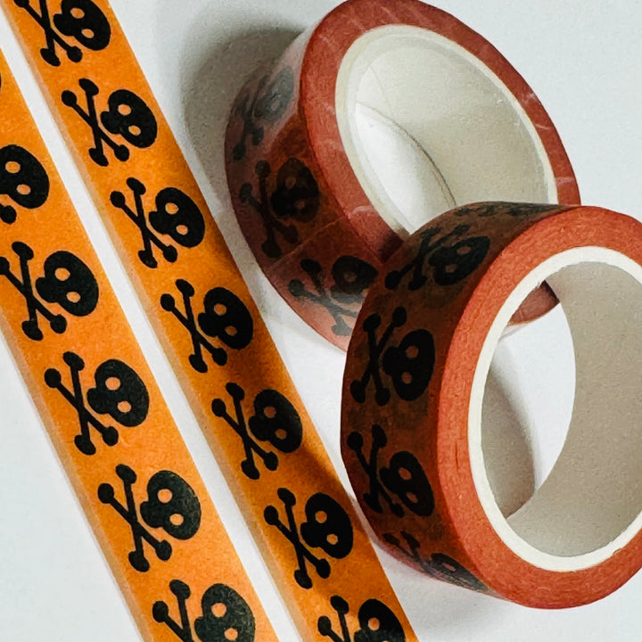 DANGER SKULL & CROSSBONES Halloween Washi Tape ~ 1 Roll ~ 15mm x 10m (33 Feet)