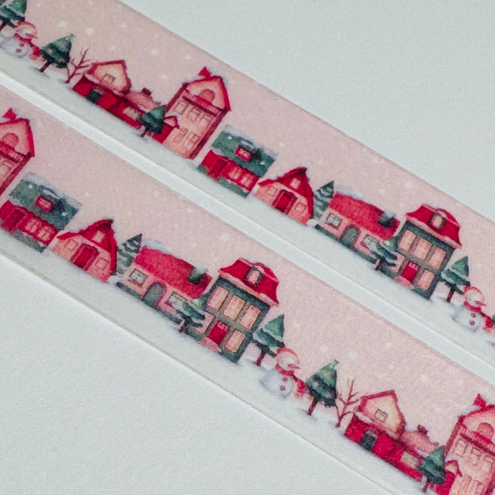 PINK CHRISTMAS TOWN Washi Tape ~ 1 Roll ~ 15mm x 10m (33 Feet)