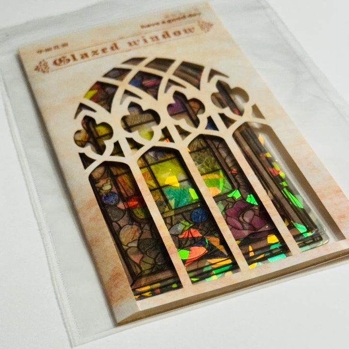 CATHEDRAL GILDED FLOWERS STAINED Glass Windows Gold Foil Peelable Stickers ~ 10 Large Stickers ~ 60-120mm
