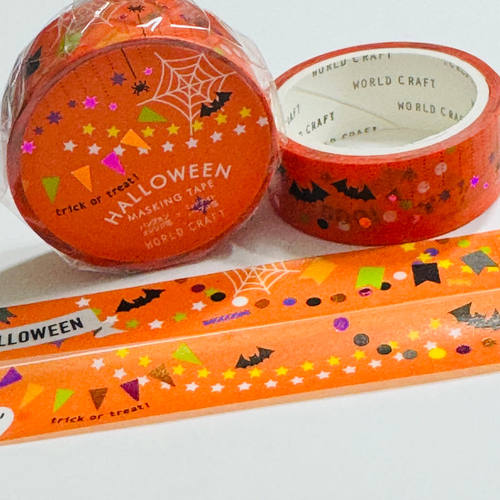 HALLOWEEN TRICK Or TREAT PARTY Foiled Saien Masking Washi Tape ~ 1 Roll ~ 15mm x 5m (Feet)