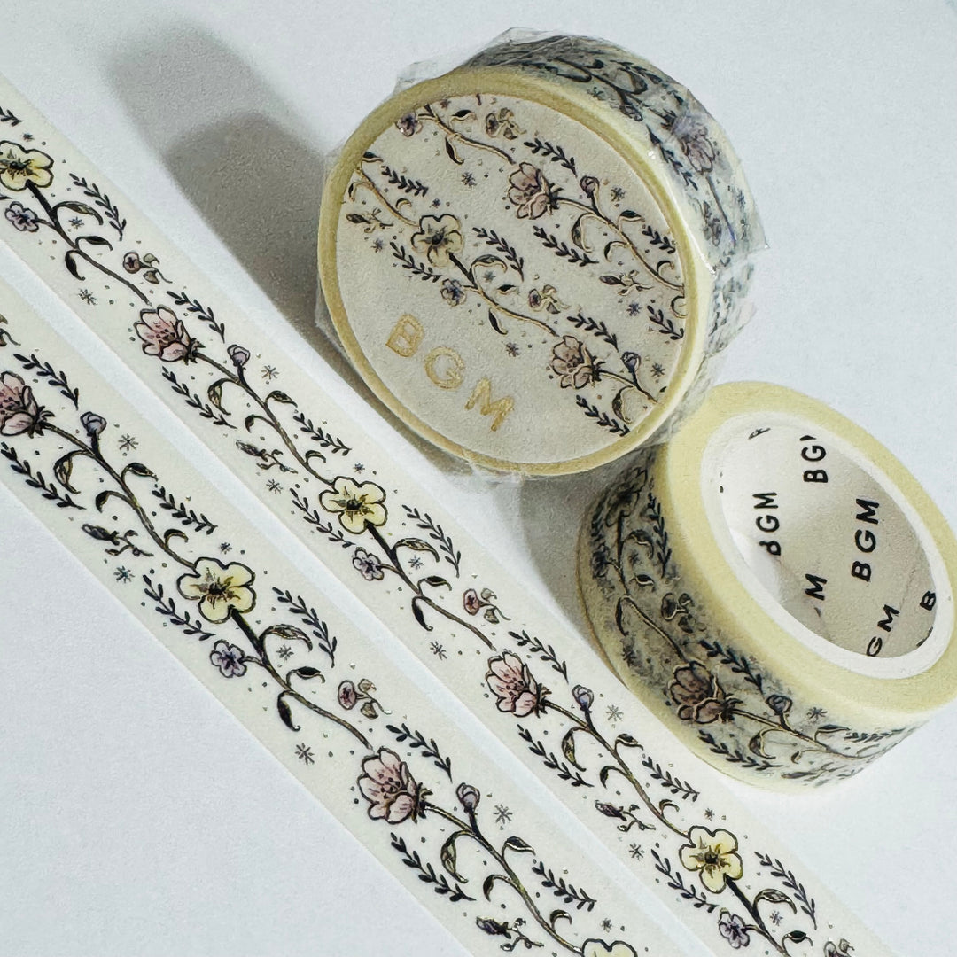 DAISY GARLAND Flower Girl Gold Foil Washi Tape Designed By BGM ~ 1 Roll ~ 15mm x 5m (16 Feet)