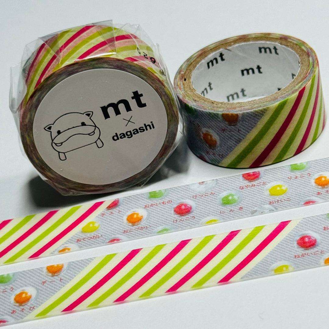 FORTUNE-TELLING CHOCO STRIPE DAGASHI - Penny Candy - MT Washi Tape - 1 Roll - 15mm x 3m (10 Feet)