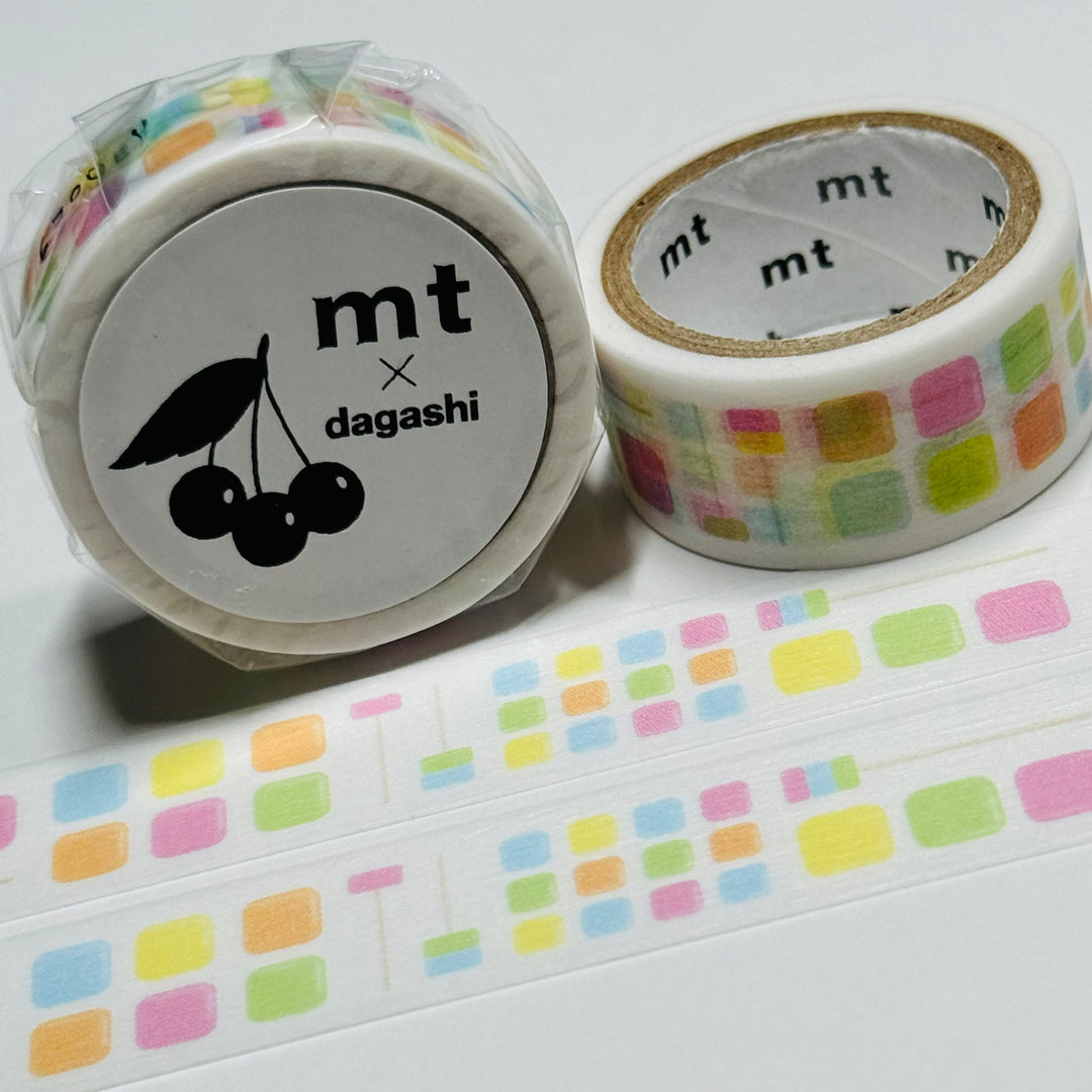 PASTEL BLOCKS MOCHI SAKURANBO DAGASHI - Penny Candy - MT Washi Tape - 1 Roll - 15mm x 3m (10 Feet)