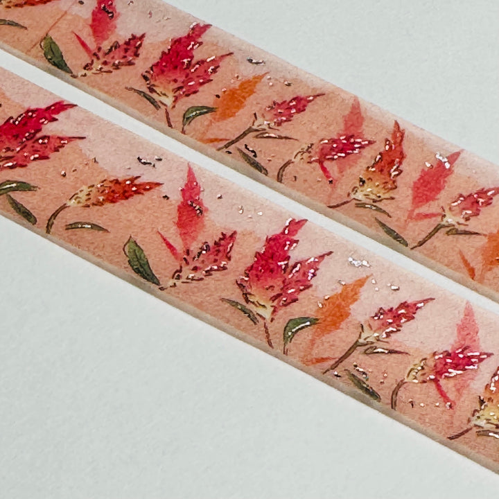SILVER CANDLE COCKSCOMB Saien Foil Masking Washi Tape ~ 1 Roll ~ 15mm x 7m (23 Feet)