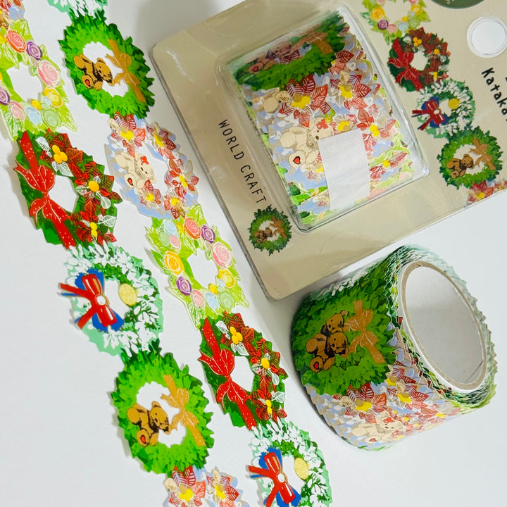 KATA KATA CHRISTMAS Wreaths Die-Cut PP Tape by World Craft - 1 Roll - 30mm x 6m (20 Feet)