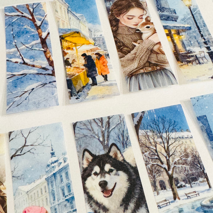WINTER FUN GIRL In The City Ephemera Sticker Pack ~ 25 Pieces ~ 30mm x 95mm