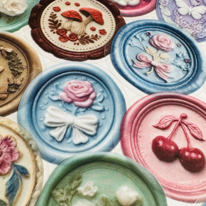 FAUX EMBOSSED SEALING WAX Peelable Stickers  ~ 50 Pieces ~ Each Sticker is 2 Inches