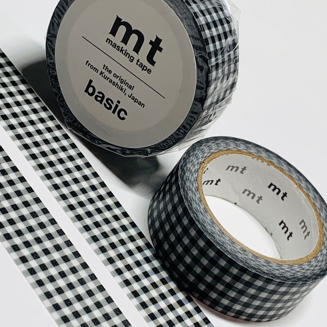 DELICATE CHECKERED BLACK Plaid Mt Washi Tape - 1 Roll - 15mm x 7m (23 Feet)