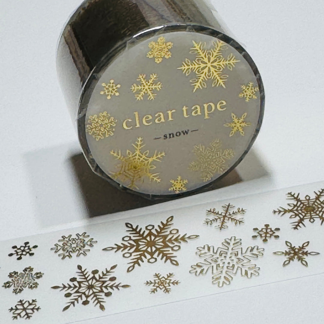 SPARKLING GOLD CHRISTMAS SNOWFLAKES Mind Wave PET Washi Tape ~ 1 Roll ~ 30mm x 3m (10 Feet)