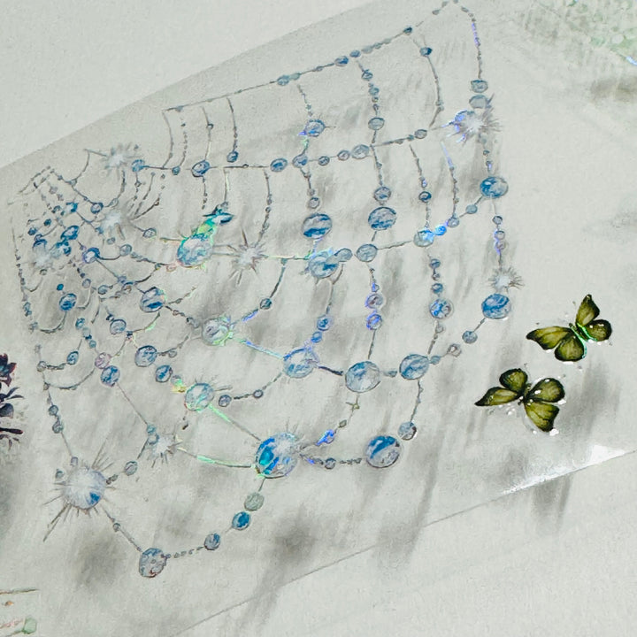IRRIDESCENT BLUE BUTTERFLY SPIDERWEBS Halloween PET Washi Tape ~ 1 Roll ~ 50mm x 2m (7 Feet) (Copy)