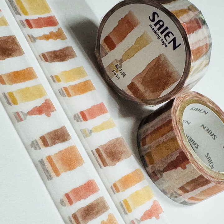 NEUTRAL PAINT BRUSH STROKES Saien Masking Washi Tape ~ 1 Roll ~ 20mm x 7m (23 Feet)