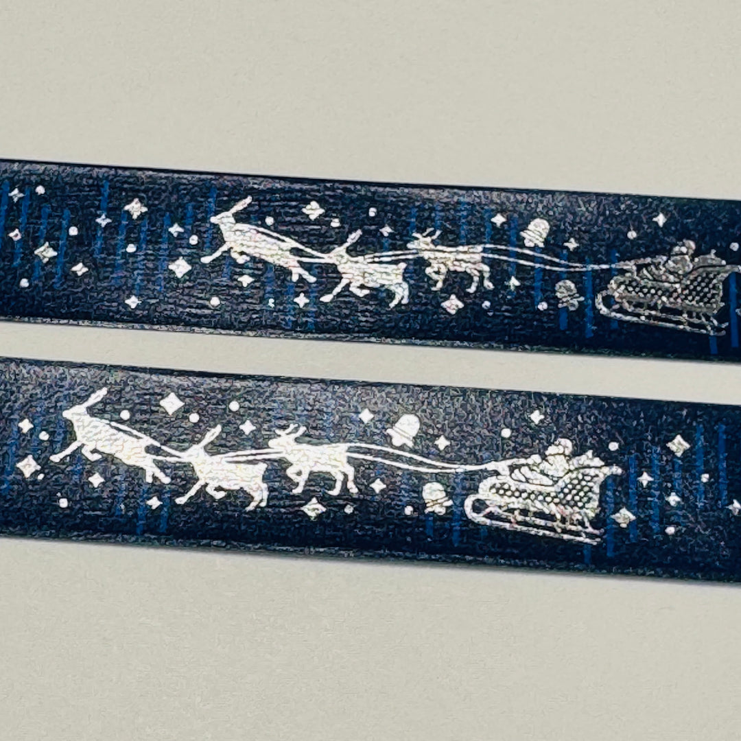 SANTA'S SLEIGH NIGHT SKY CHRISTMAS Silver Foil MT Washi Tape ~ 1 Roll ~ 15mm x 5m (16 Feet)