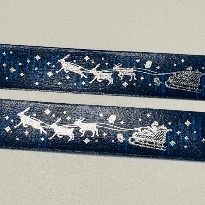 SANTA'S SLEIGH NIGHT SKY CHRISTMAS Silver Foil MT Washi Tape ~ 1 Roll ~ 15mm x 5m (16 Feet)