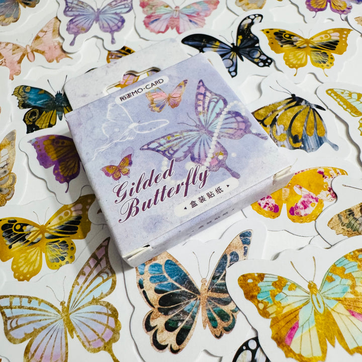 GUILDED AGE Of BUTTERFLIES Peelable Stickers  ~ 46 Pieces ~ Each Sticker is 38mm
