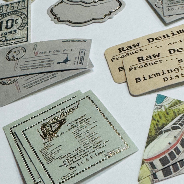 TICKET EPHEMERA JOURNALING Gold Foil Label Stickers Pack ~ 30 Stickers ~ Approximately 45mm
