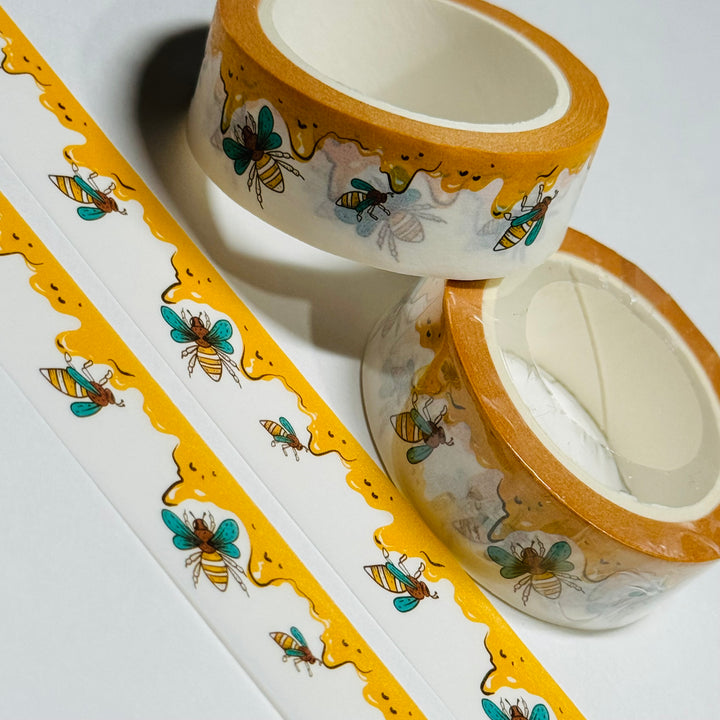 BUSY POLLINATING Honey Bee Washi Tape - 1 Roll - 15mm x 10m (33 Feet)