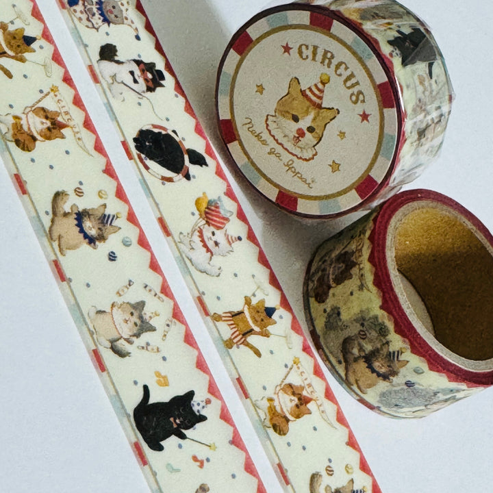 The CIRCUS KITTENS Are In Town Japanese Cat Washi Tape ~ 1 Roll ~ 20mm x 5m (16 Feet)