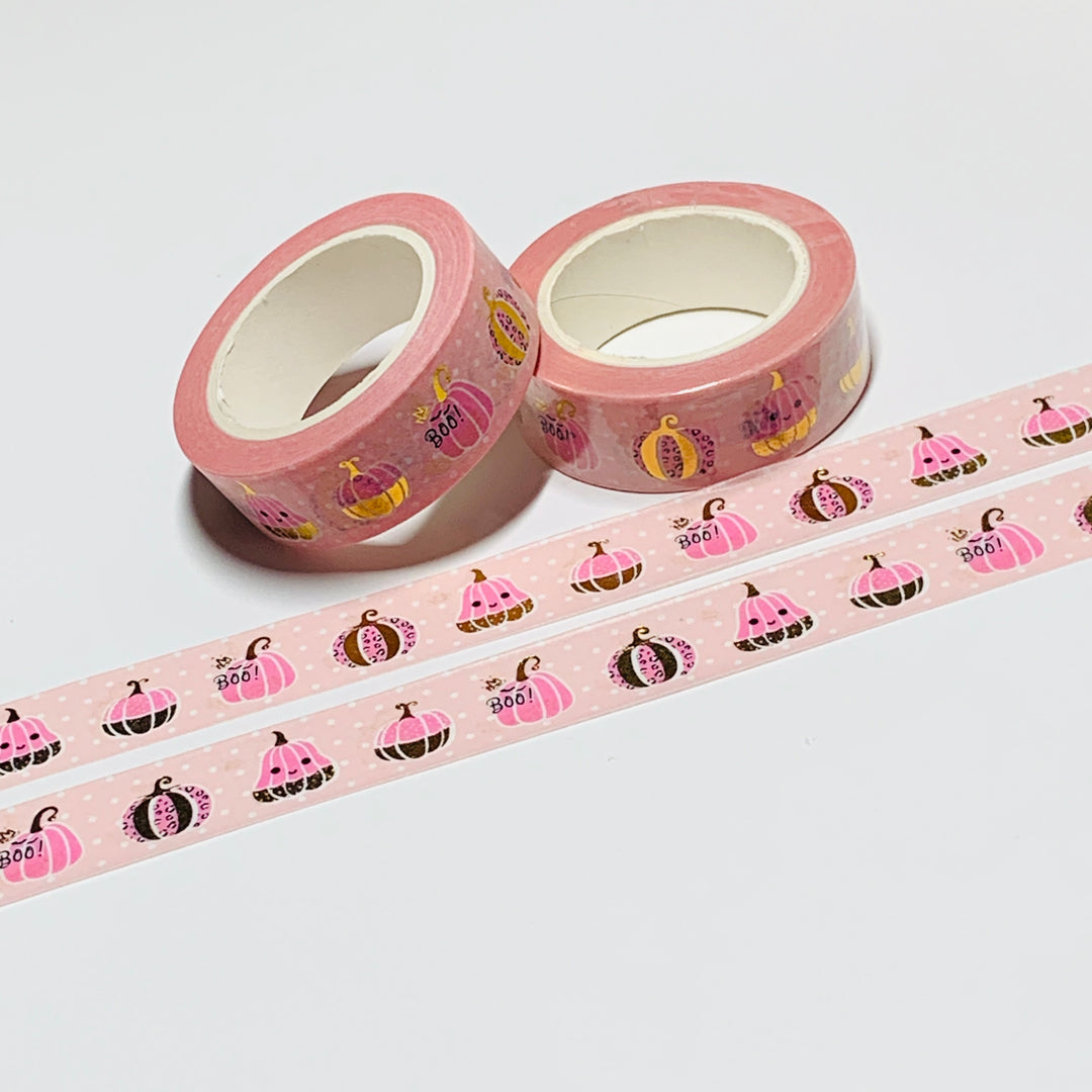 PRINCESS PUMPKINS & GOURDS With Gold Foil Halloween Washi Tape ~ 1 Roll ~ 15mm x 10m (33 Feet)