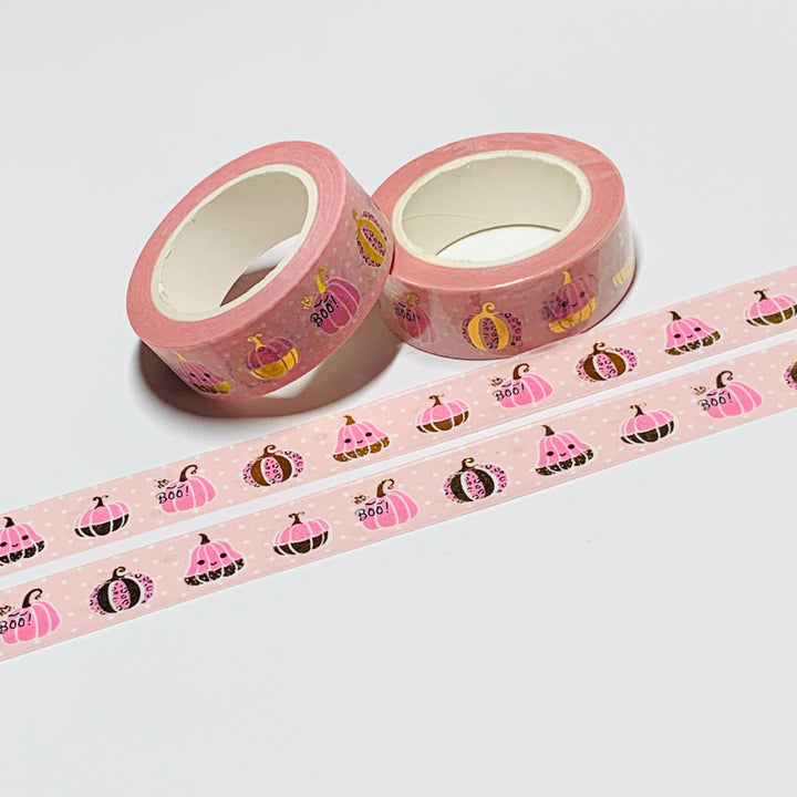 PRINCESS PUMPKINS & GOURDS With Gold Foil Halloween Washi Tape ~ 1 Roll ~ 15mm x 10m (33 Feet)