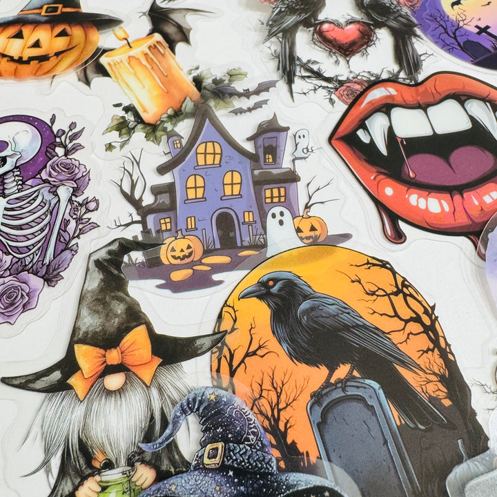A TASTE OF MACABRE Halloween Peelable PET Stickers  ~ 50 Pieces ~ Each Sticker is 30 - 60mm