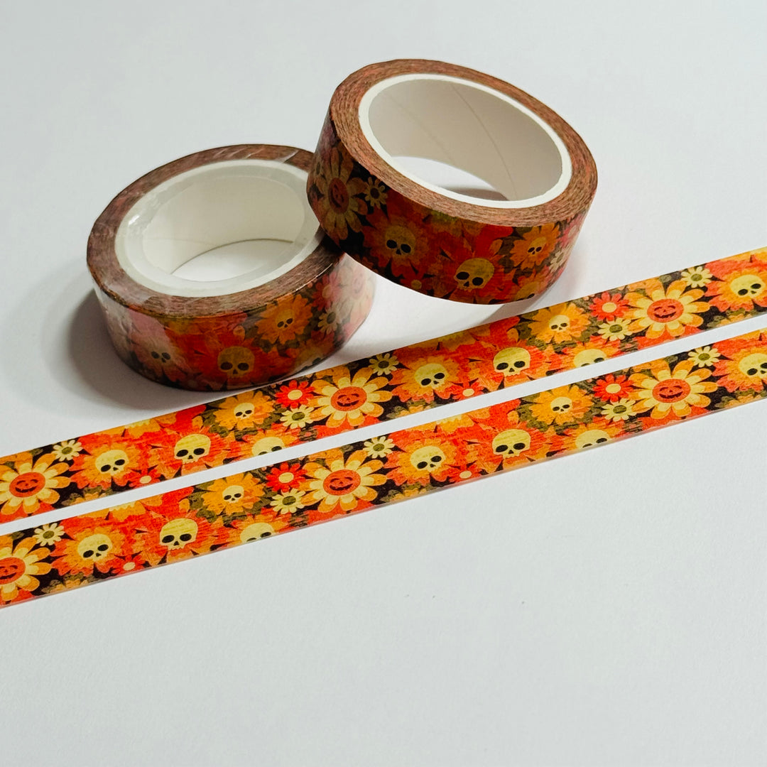 SERVING SUNNY-SIDE UP SKULLS Halloween Washi Tape ~ 1 Roll ~ 15mm x 10m (33 Feet)