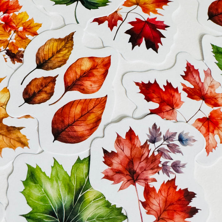 AUTUMN LETTER LEAF (LEAVES) Peelable Stickers  ~ 45 Pieces ~ Each Sticker is Approximately 38mm