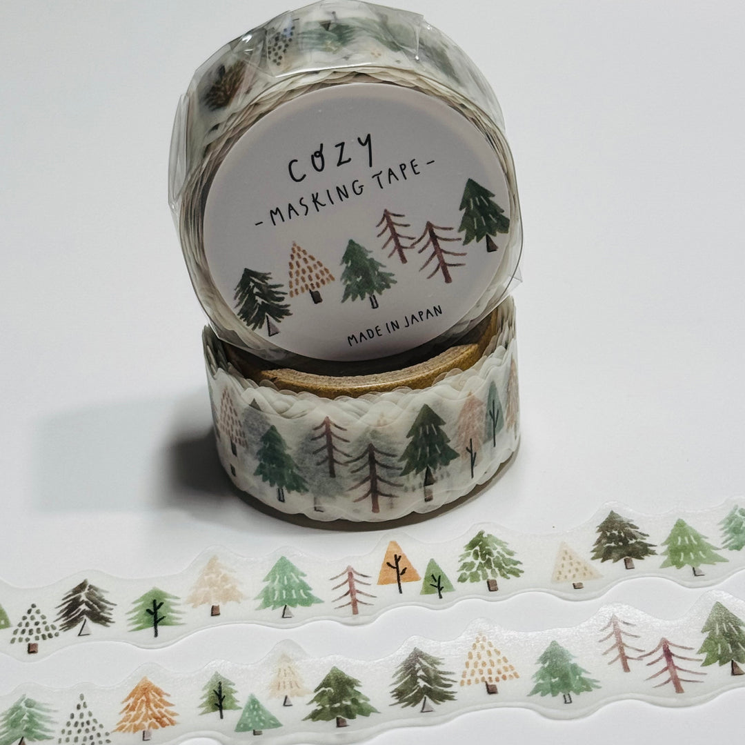 DOODLE CHRISTMAS TREES FOREST Mind Wave Die Cut Washi Tape ~ 1 Roll ~ 18mm x 5m (16 Feet)