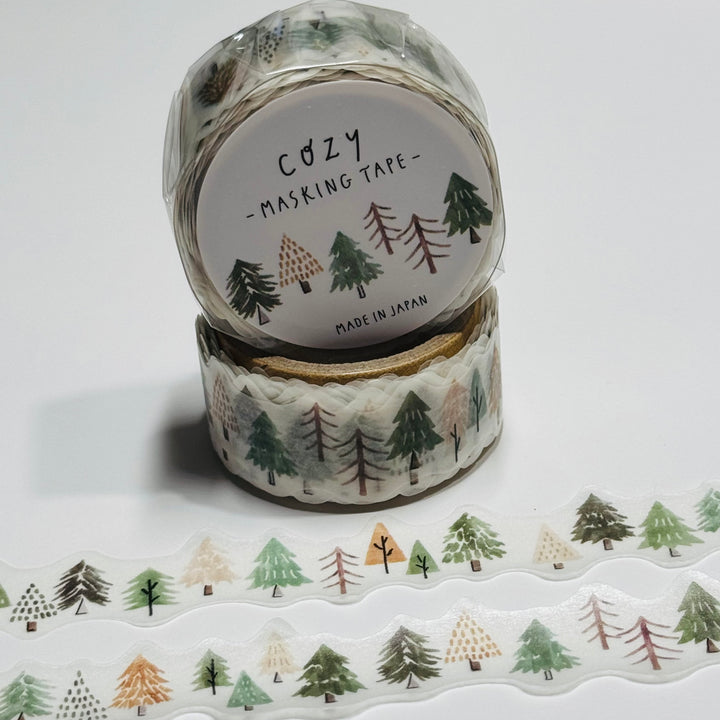 DOODLE CHRISTMAS TREES FOREST Mind Wave Die Cut Washi Tape ~ 1 Roll ~ 18mm x 5m (16 Feet)