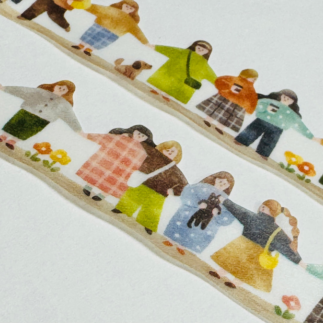 GIRLFRIENDS HOLDING HANDS Washi Tape Designed By Mind Wave ~ 1 Roll ~ 18mm x 5m (16 Feet)