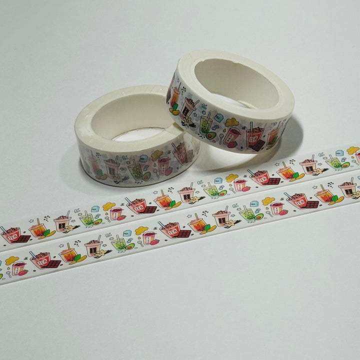 WIDE VARIETY OF BUBBLE TEAS Washi Tape ~ 1 Roll ~ 15mm x 10m (33 Feet)