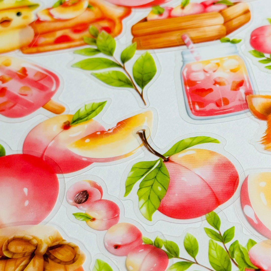 JUICY PEACHES FOX & BUNNY FAVORITES Peelable PET Stickers  ~ 40 Pieces ~ Each Sticker is 25-45mm