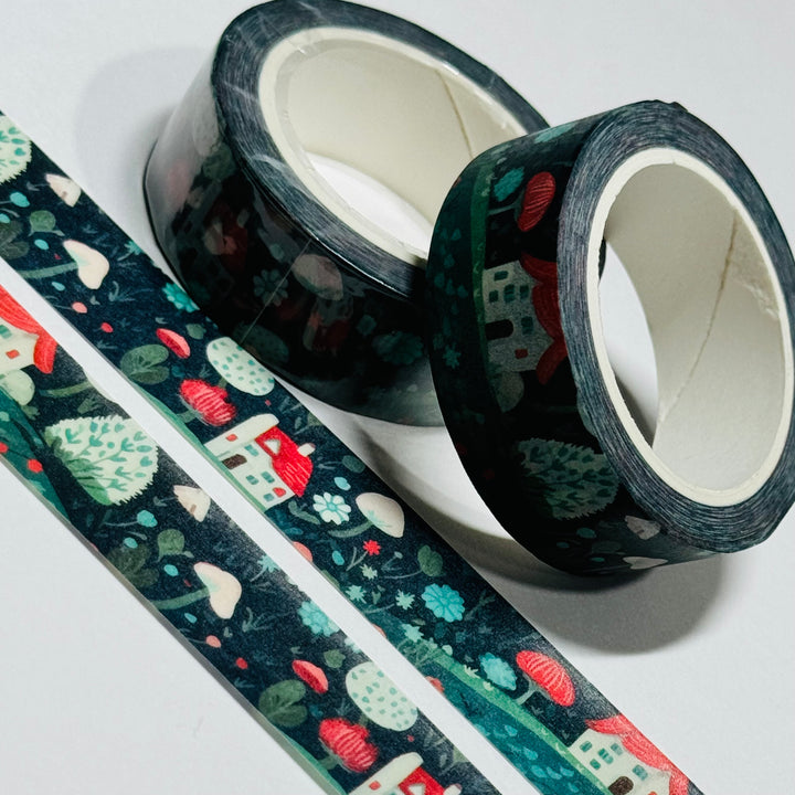 WHIMSICAL COTTAGE IN THE WOODS Washi Tape ~ 1 Roll ~ 15mm x 10m (33 Feet)