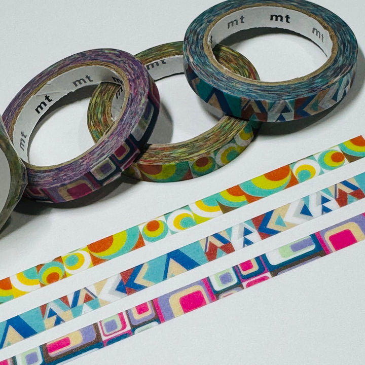 SLIM DECO RETRO Collage Mt Thin Washi Tape Set ~ 3 Rolls ~ 6mm x 7m (23 Feet) Each