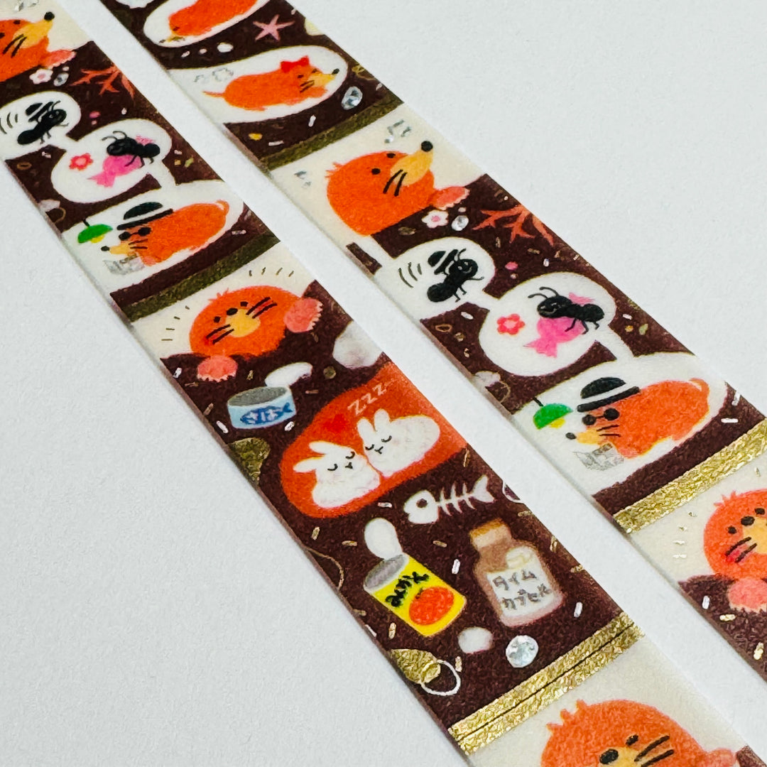 MOLE DIGGING TUNNELS With Gold Foil World Craft Washi Tape ~ 1 Roll ~ 15mm x 5m (16 Feet)