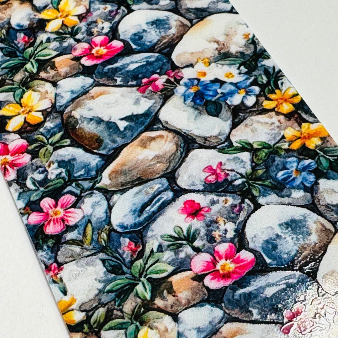 PEBBLES PATHWAY With FLOWERS PET Washi Tape ~ 1 Roll ~ 40mm x 2m (7 Feet)