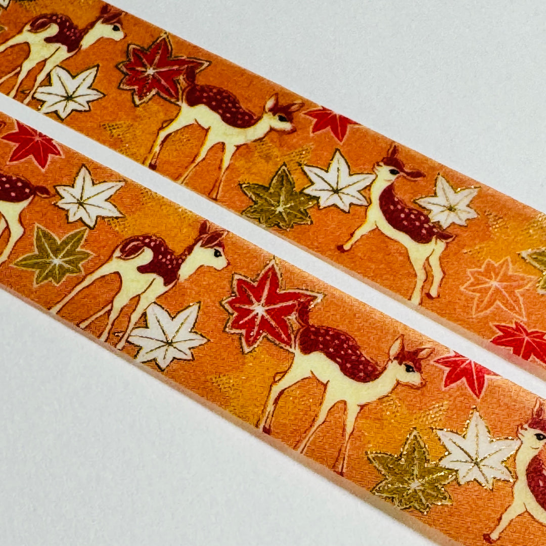 LITTLE FAWNS KIMONO In Gold Foil Saien Masking Washi Tape ~ 1 Roll ~ 15mm x 7m (23 Feet)